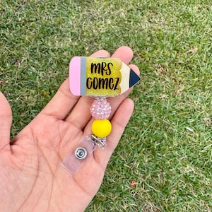 Pencil Badge Reel || Teacher Badge Reel || Custom Teacher Badge Reel