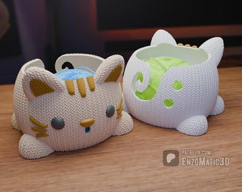 bowl knitted Cat - crochet bowl - 3MF - STL file for 3D printer