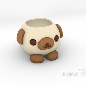 flower pot baby dog puppy - planter, pencil holder - STL file for 3D printer, 3D printing