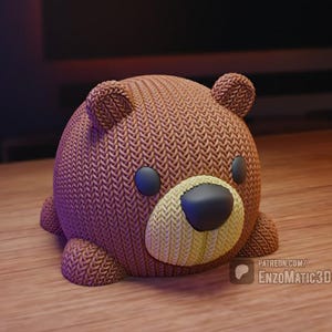 knitted Bear - 3MF - STL file for 3D print - print in place, no supports