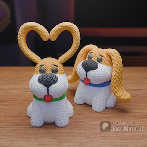 knitted Dog in love - Valentine's Day - 3MF - STL file for 3D printer