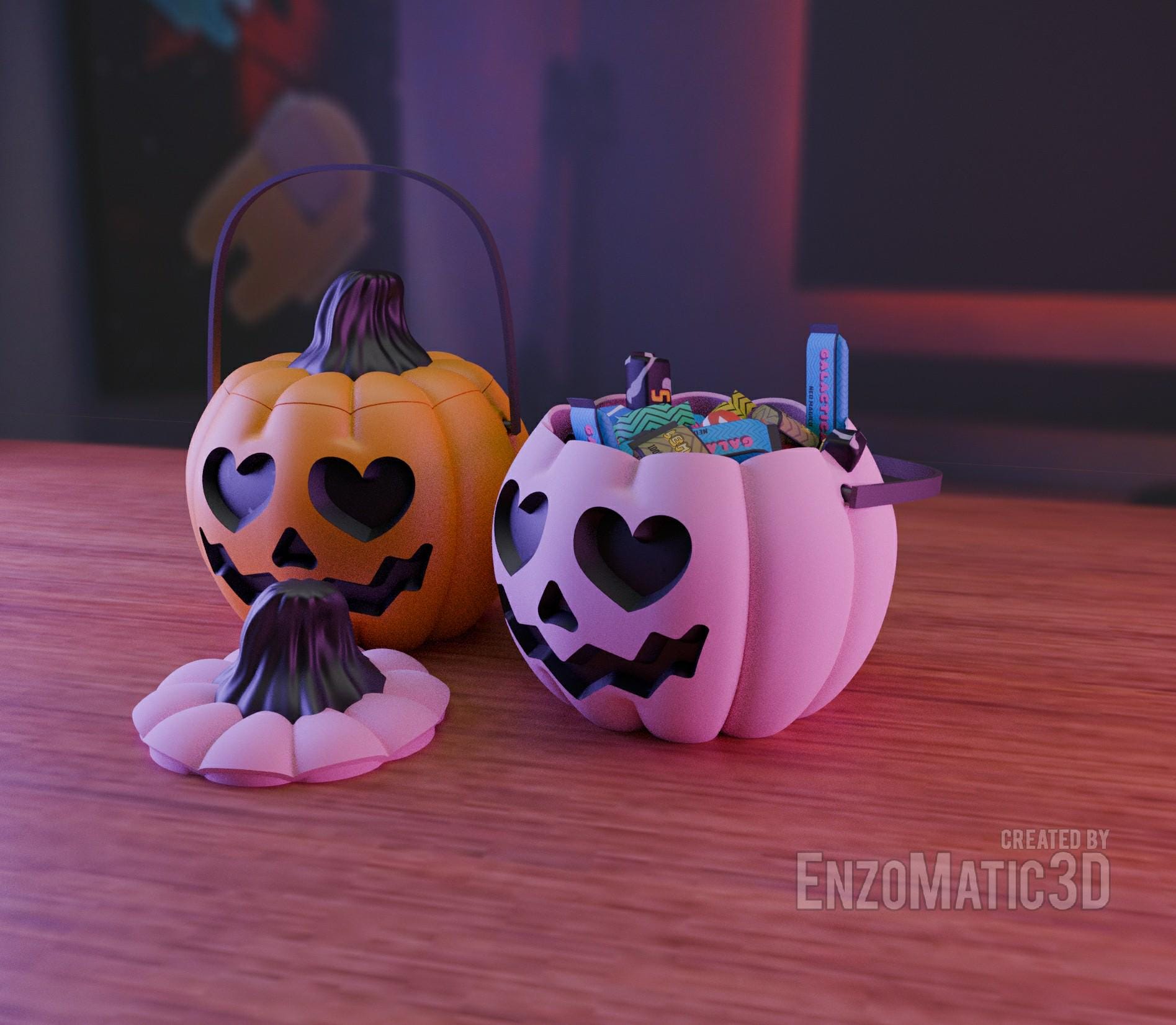 Pumpkin With Heart Eyes - Candy Bucket Trick or Treat, Halloween