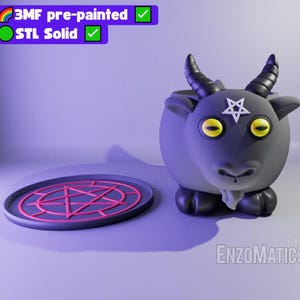 Flower pot halloween dark goat, horror, horror night - planter, pencil holder - STL file for 3D print, 3MF pre-painted