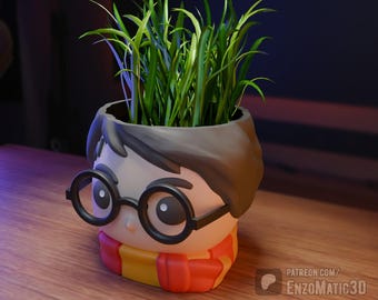 wizard boy flower pot, planter, pencil holder - 3mf, STL for 3d printer, 3d printing