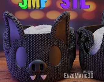 bowl knitted Bat - crochet bowl - 3mf pre-painted - STL for 3D printer