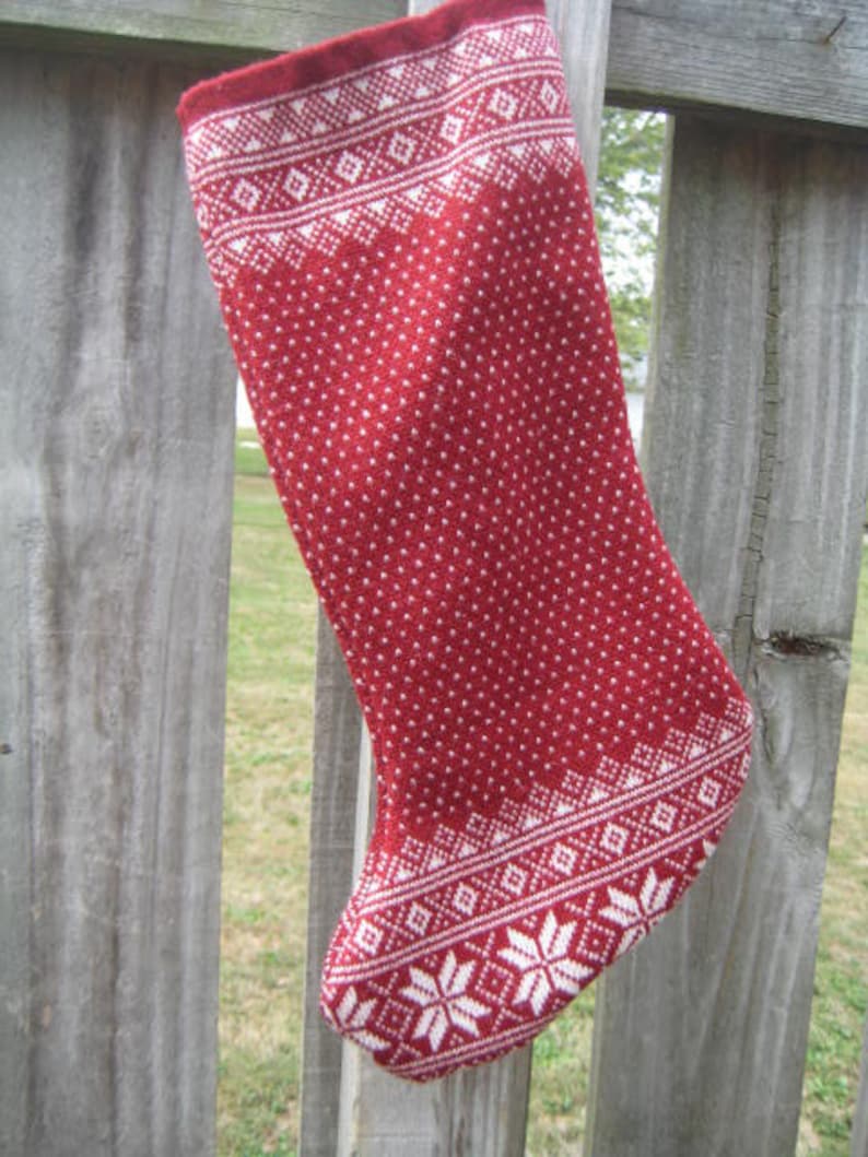 Red Knit Christmas Stocking Etsy