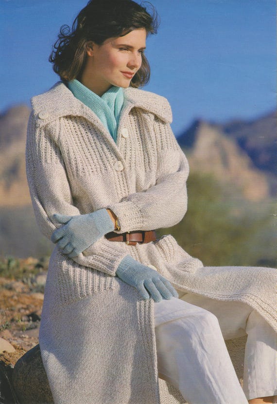 Cream Cable Coat Knitting Pattern, Burda, Experienced Knitter