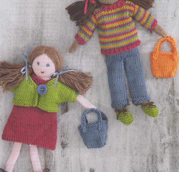 Dolls and Rainbow Overalls Knitting Pattern