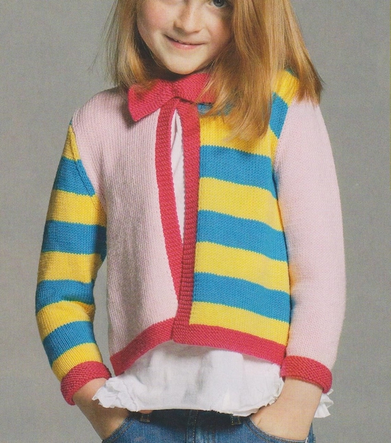 Tulip and Bow Neck Cardigan Knitting Pattern