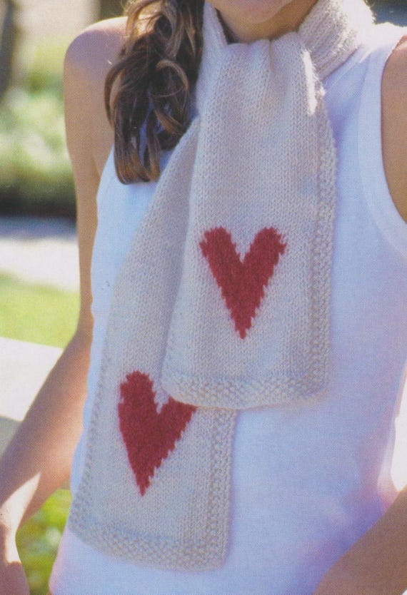 Hearts Scarf, Hearts Cardigan, and Long Chunky Jacket Knitting Pattern