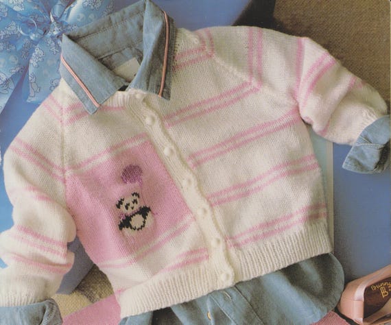 Panda, Goose, Clown, and Kite Baby Sweater Knitting Patterns