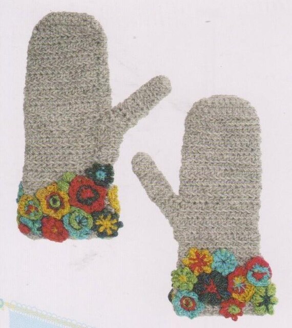 Floral Crochet Mittens and Slippers, Bunny Ears and Dachshund Bootees Knitting Patterns