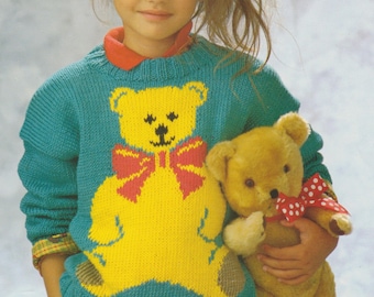 Yellow Teddy Bear and Teddy Bear for Tots Sweater Knitting Pattern