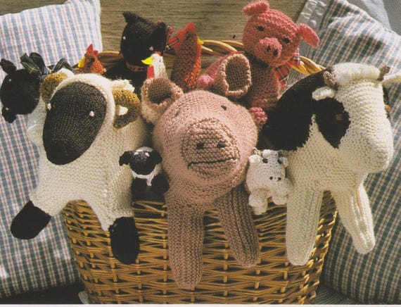 Farmyard Animal Toys and Slippers Knitting Patterns