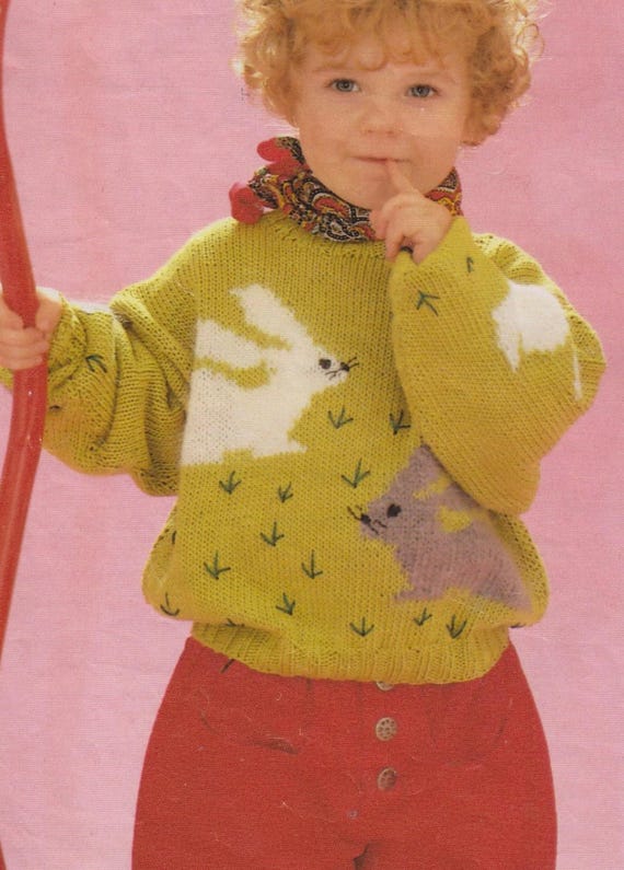 Bunny Rabbit Sweater and Cardigan Knitting Pattern