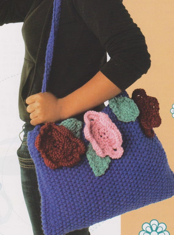 Big Flower Bag, Pompom and Watermelon Bag Knitting Patterns