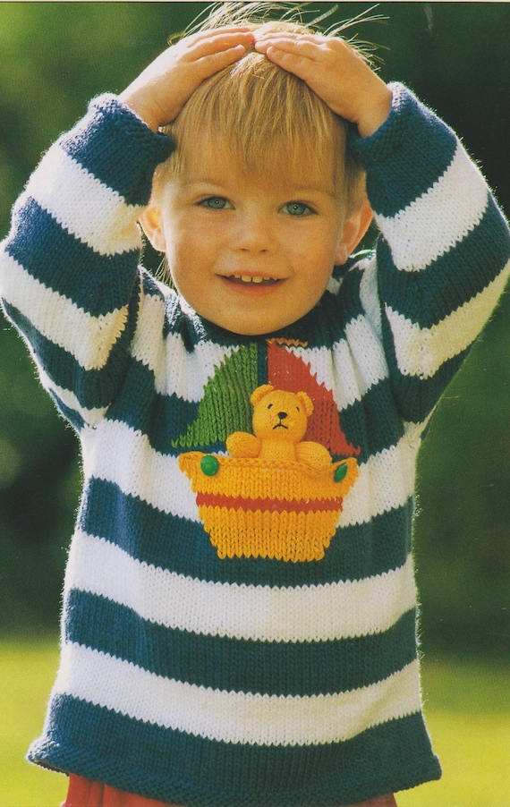 Bear In A Boat Sweater for Toddlers Knitting Pattern
