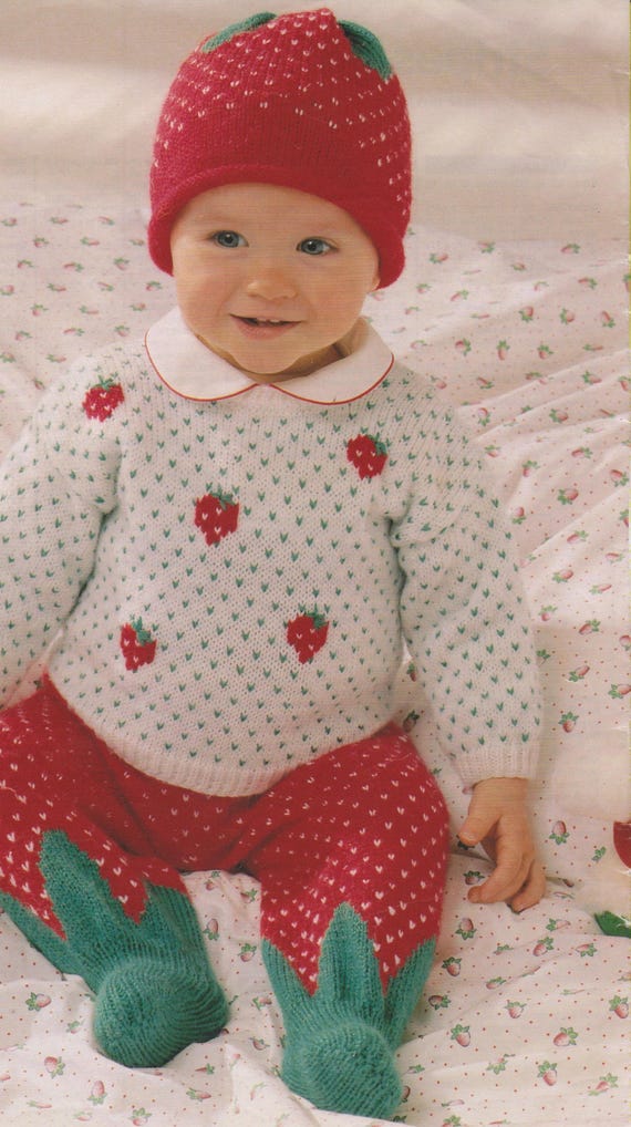 Strawberry Baby Outfits and Strawberry Bag Knitting Patterns
