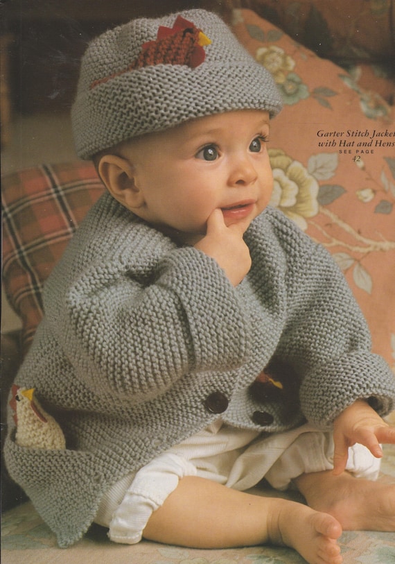 Cow Cardigan, Garter Stitch Jacket, Hat, and Hens Knitting Patterns