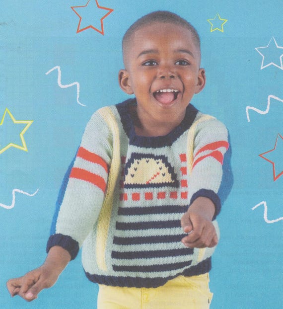 Robot Jumper and Braces and Bow Tie Sweater Knitting Patterns
