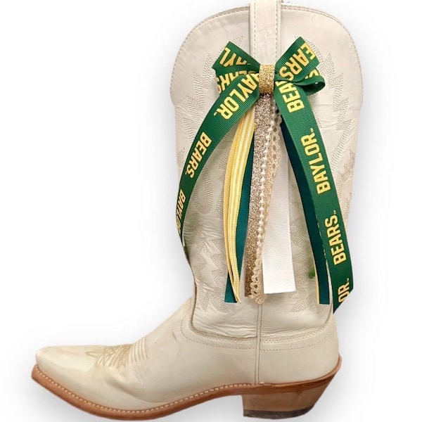 Boot Bows Green and Yellow Baylor Bear Gameday Custom Team