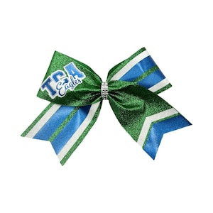 Trinity Christian TCA Full Glitter Green or White Cheer Bow