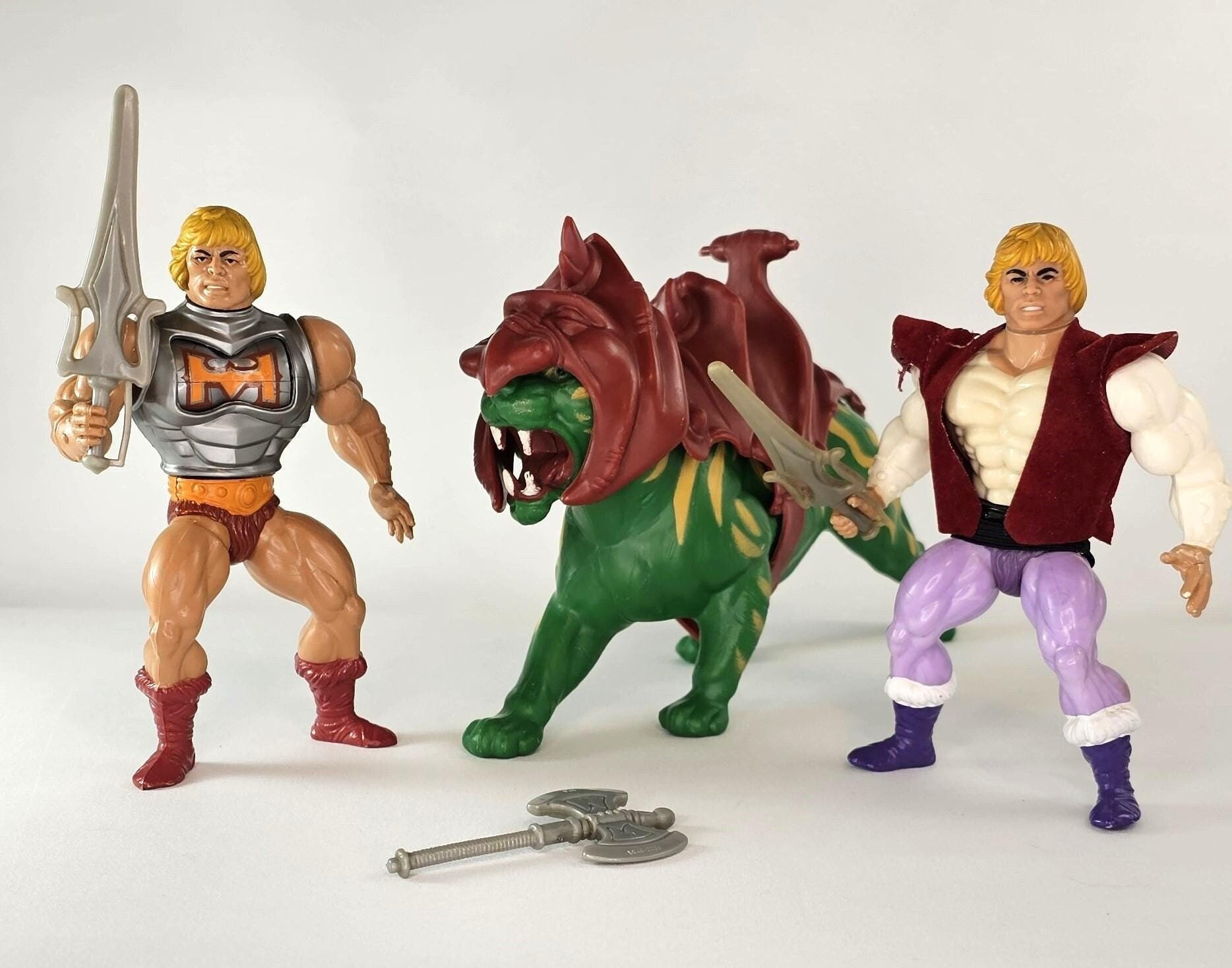 Battle Action He-man (complete) and Battle Cat (complete) With
