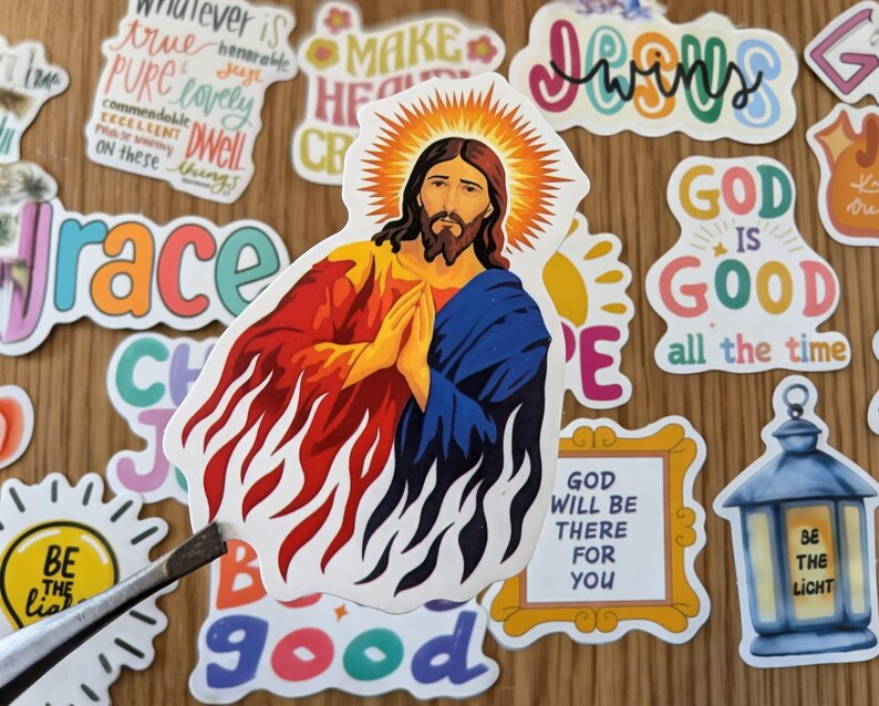 50PCS Kawaii Bible Verse Stickers Pack Waterproof Christian Jesus ...