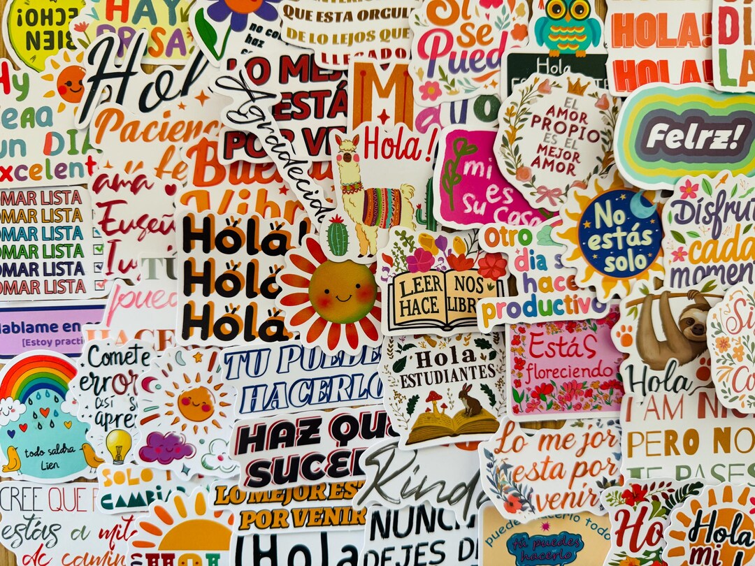 Spanish Lettering Stickers 50pcs Spanish Motivational Stickers Self Love Inspirational Waterproof ...
