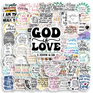 50 stks Bijbelvers Stickers Waterdicht Christelijk Geschrift Decals voor Laptop Journal Plakboek Flessen Geloof Geschenken Jezus Citaten Zelfliefde!