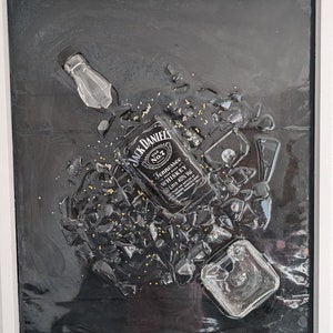 Jack Daniels Broken Bottle Art I Wall Art I Whiskey |Wall Décor |Resin Art |Bar Décor |Living Room Décor |Bottle Art |Resin Wall Hanging