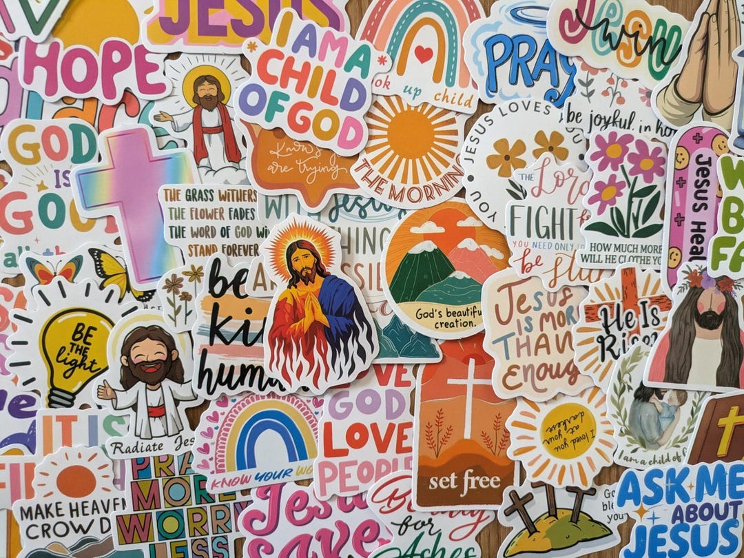 50PCS Kawaii Bible Verse Stickers Pack Waterproof Christian Jesus ...