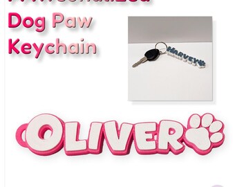 Personalized Dog Paw Keychain | Custom 3D Printed Pet Accessory