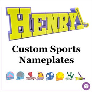 Custom 3D Printed Sports Nameplate: Personalized Bedroom or Desk Sign