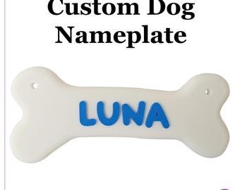 Custom 3D Printed Dog Bone Nameplate: Personalized Pet Crate Sign