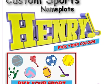 Custom 3D Printed Sports Nameplate: Personalized Bedroom or Desk Sign