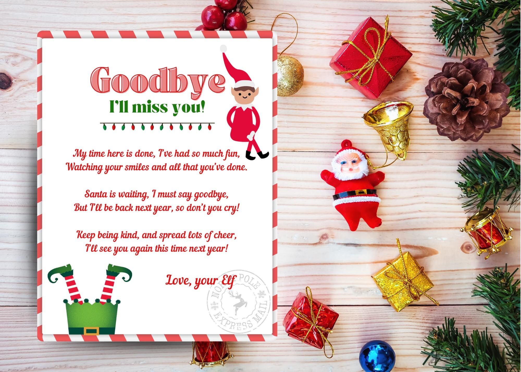 Printable Elf on the Shelf Farewell Letter Goodbye Letter Template