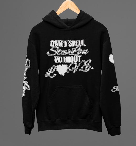 Black hoodie with white letters deals