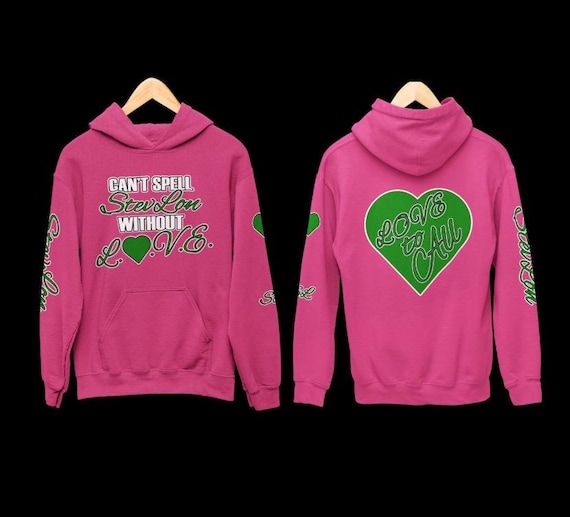 Stevlon Love Pink Hoodie With Green Letters Heart Canada