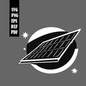 Starry Sky Solar Panels SVG - Green Energy Digital File, Solar Energy Silhouette SVG - Night Sky Solar Panels Clipart, Solar Energy Svg