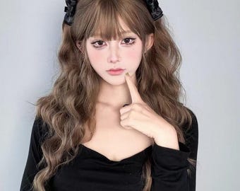 Långa, honungsbruna ulllockar för kvinnlig cosplay, 65 cm askbruna lockar (endast för cosplay och liknande)