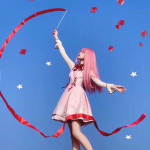 Dreamy girl pink female full head cover cos 70cm long straight hair Lolita 70cm pink straight hair color (only for cos and likes)