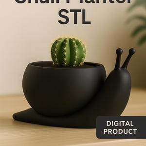 Snail Planter Pot STL File – 3D Printable Cute Succulent Pot – Instant Download