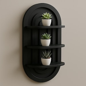 Modern Arch Wall Shelf - 3 and 2 Tier Wooden Wall Rack - Minimalist Wall Storage