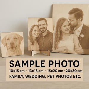 Personalized Laser Engraved Wooden Photo | Custom Family Wedding Pet Portrait Plaque | Unique Gift