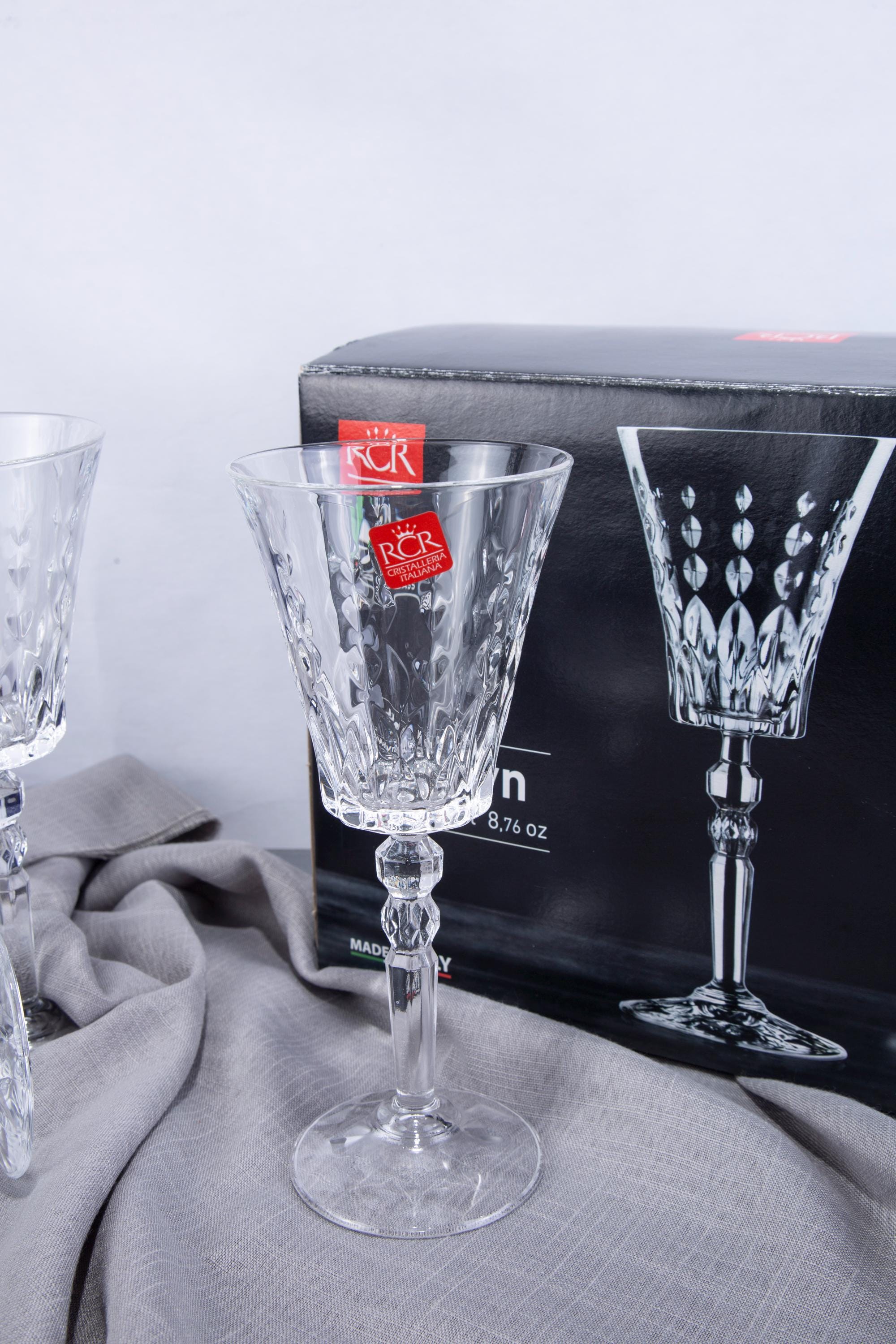 RCR Marilyn Crystal Wine Glass Set – 6 Goblets – Made in Italy – Lead-Free Crystal