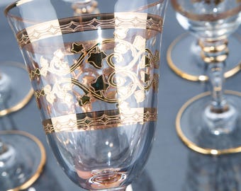 Handcrafted Crystal Wine Glass Set with 24K Gold Detailing – 6 Pcs – Elegant Handmade Luxury Glassware