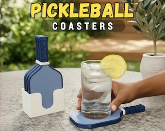 Pickleball Paddle Coasters Set- Pickleball Gift - Pickleball Accessory - Tournament Prize or Trophy - Game Room Decor - Mini Paddle Coasters
