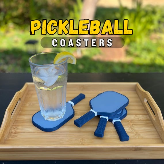 Pickleball Paddle Coasters Set- Pickleball Gift - Pickleball Accessory - Tournament Prize or Trophy - Game Room Decor - Mini Paddle Coasters