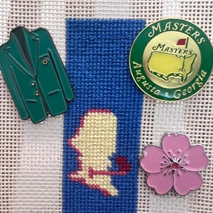Golf Needle Minder: Repurposed Ball Markers - Green Jacket, Azalea
